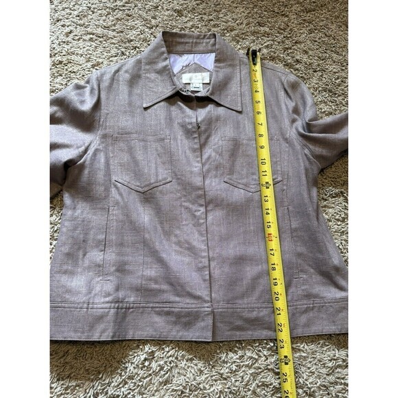 Soft Surroundings Jacket Blazer Womens Large Purple Metallic Boxy Linen Blend - Picture 9 of 10